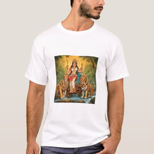 Arte de durga mata con camisetas de leones (Anverso)