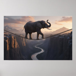 Arte de elefante caminando sobre la cuerda