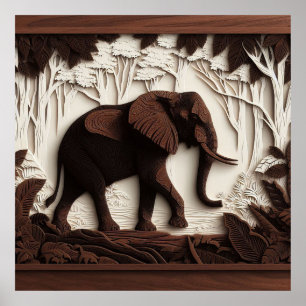 Arte de elefante de madera