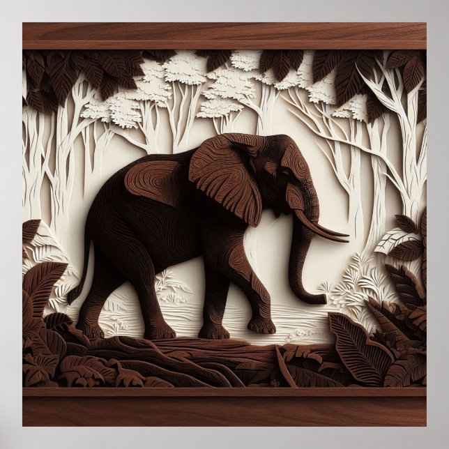 Arte de elefante de madera (Frente)