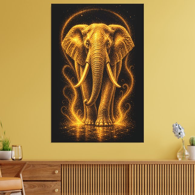 Arte de Elefante Radiante Dorado (Insitu (Sala de estar))