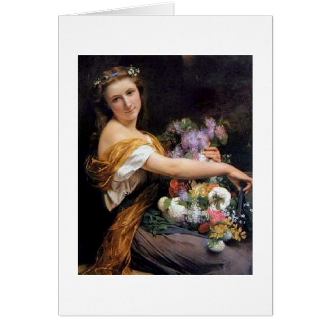 Arte de época - Chica con flores, (Frente)