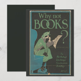 Arte de época '¿Por qué no libros?' Tarjeta de cum