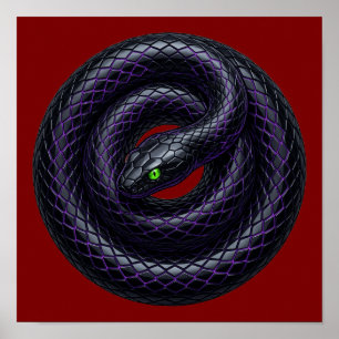 Arte de Escamas Moradas Neon de Serpiente Negra Ou