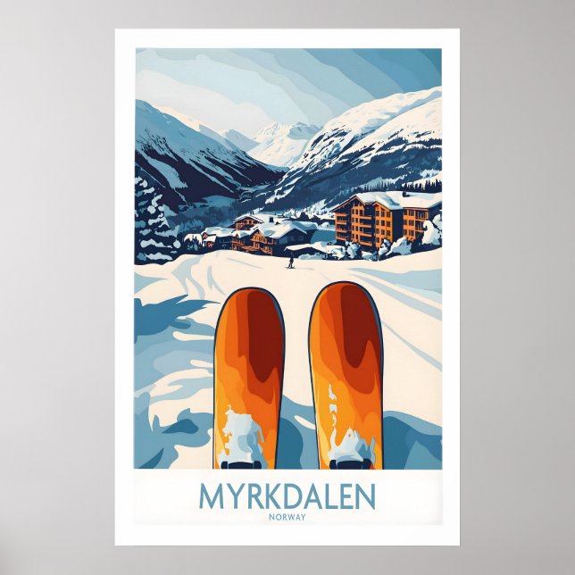 Arte de escena de esquí de Noruega - Póster de mon (Frente)