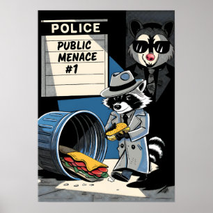 Arte de estilo cómico de mapache como amenaza públ