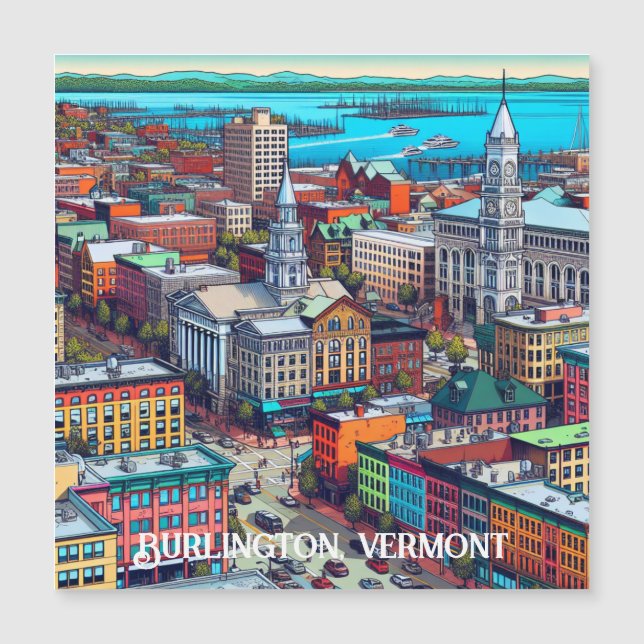 Arte de estilo de cómic de Burlington, Vermont (Anverso)
