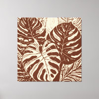 Arte de estilo Monstera Linocut tropical