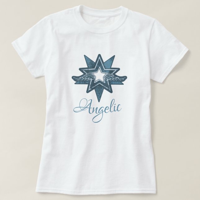 Arte de estrellas angélicas en camiseta gráfica az (Diseño del anverso)