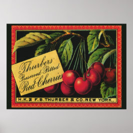 Arte de etiqueta de caja de frutas vintage, cereza