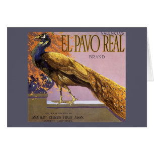 Arte de etiqueta de caja de frutas vintage El Pavo