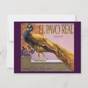 Arte de etiqueta de caja de frutas vintage El Pavo