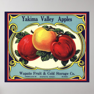 Arte de etiqueta de caja de frutas vintage manzana
