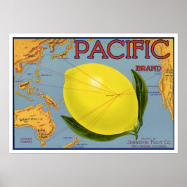 Arte de etiqueta de caja de frutas vintage Pacific