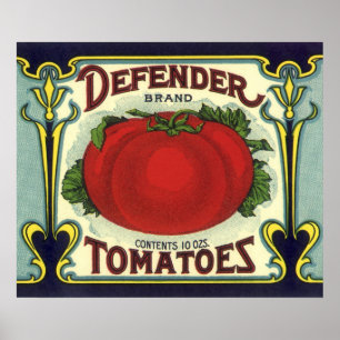 Arte de etiqueta de caja de frutas vintage, tomate