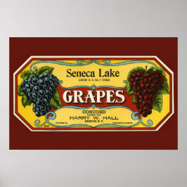 Arte de etiqueta de caja de frutas vintage, uvas d