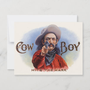 Arte de etiqueta de cigarro vintage, vaquero da en