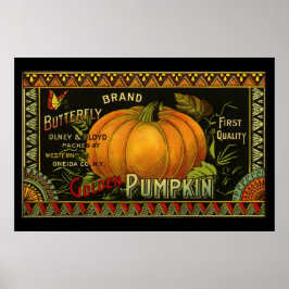 Arte de etiqueta de lata antigua, calabaza maripos