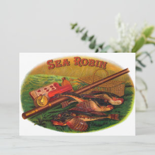 Arte de etiquetas de cigarros de equipo de pesca a