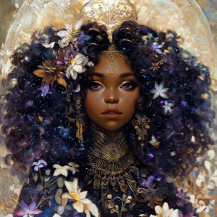 Arte de fantasía Chica negra Reina negra Diosa