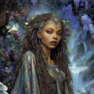 Arte de fantasía Chica negra Reina negra Diosa