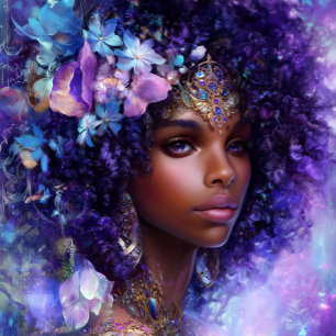 Arte de fantasía Chica negra Reina negra Diosa