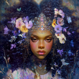 Arte de fantasía Chica negra Reina negra Diosa