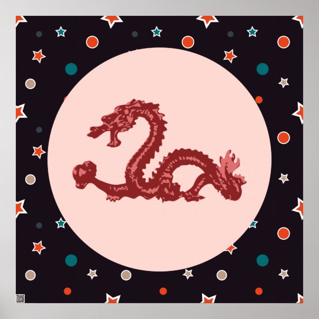 Arte de fantasía con patrón de estrella de dragón  (Frente)