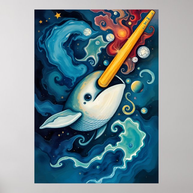 Arte de fantasía cósmica de narval espacial (Frente)