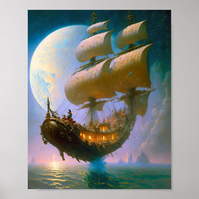 Arte de fantasía de barco volador (Frente)