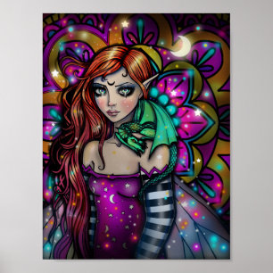 Arte de fantasía de chica dragón por Molly Harriso