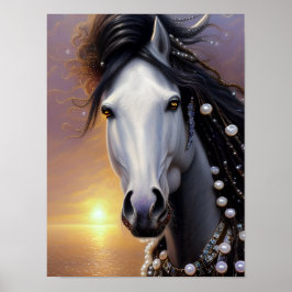 Arte de fantasía de equino de caballo blanco