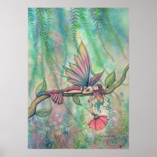 Arte de fantasía de hada de flor de sauce descansa