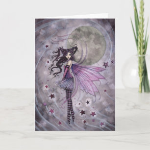 Arte de Fantasía de Hada Gótica Púrpura Tarjeta de