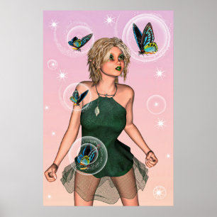 Arte de fantasía de hada mariposa brillante