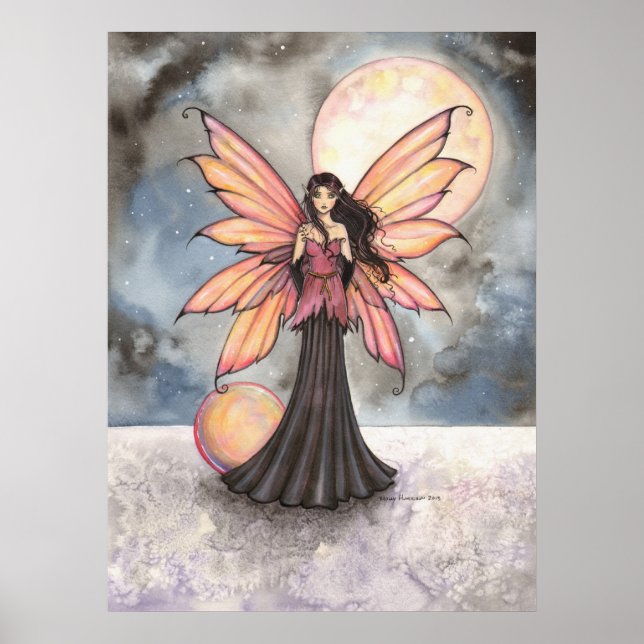 Arte de fantasía de hada y luna llena (Frente)