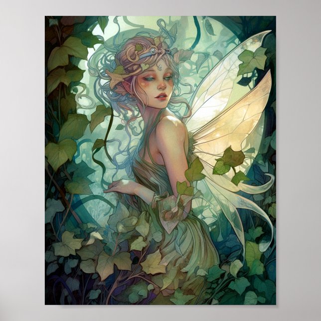 Arte de fantasía de hadas de madera verde (Frente)