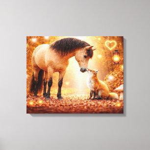 Arte de fantasía de hermoso caballo y zorro rojo