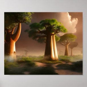 Arte de fantasía de la selva baobab de Madagascar