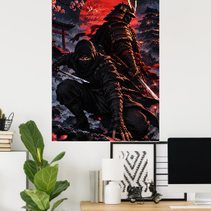 Arte de fantasía de Ninja y Samurái Guerreros Japo