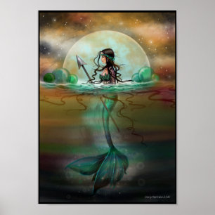 Arte de fantasía de sirena del mar místico