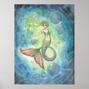 Arte de fantasía de sirena en acuarela por Molly H