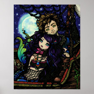 Arte de fantasía de sirena pirata "Fisherman's Cat