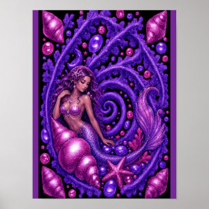 Arte de Fantasía de Sirena Púrpura Mística Océan