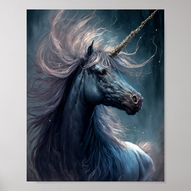 Arte de fantasía de Unicornio negro (Frente)