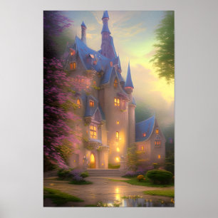 Arte de fantasía del bosque encantado del castillo