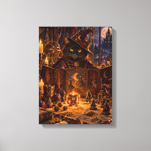 Arte de fantasía del Dungeon Master de gato negro