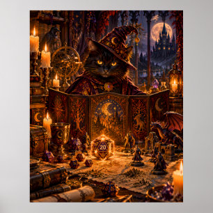Arte de fantasía del Dungeon Master gato negro