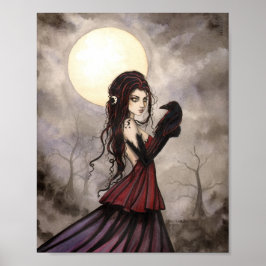 Arte de Fantasía Gótica de Mujer Bruja El Cuervo