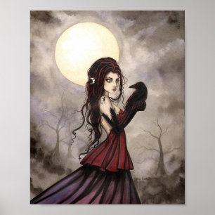 Arte de Fantasía Gótica de Mujer Bruja El Cuervo